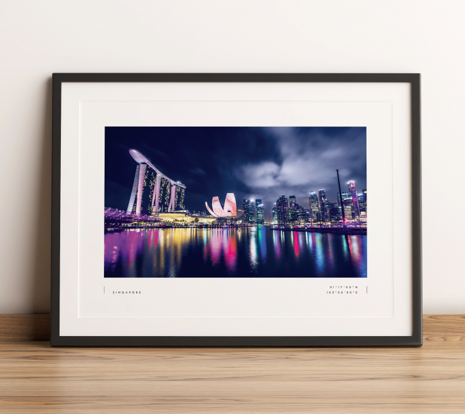 Singapore Coordinates Poster Print Wall Art