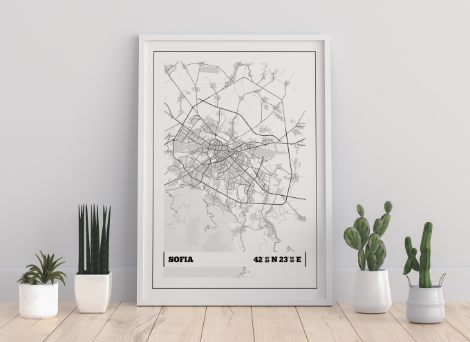 Sofia Coordinates Map Poster Print Wall Art