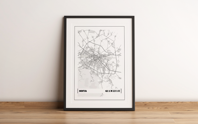 Sofia Coordinates Map Poster Print Wall Art