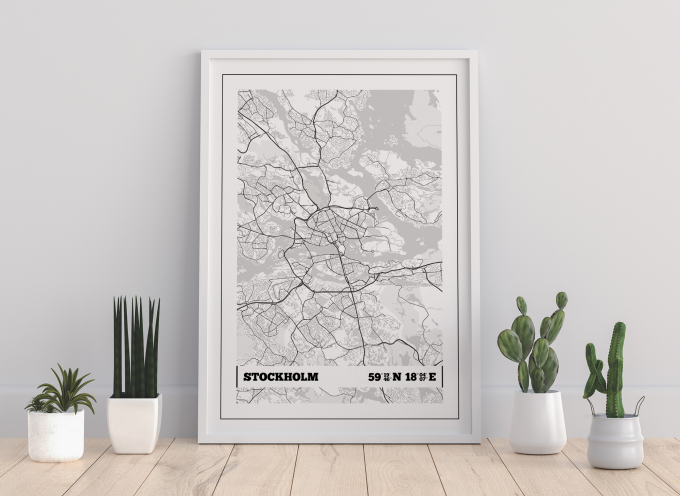 Stockholm Coordinates Map Poster Print Wall Art