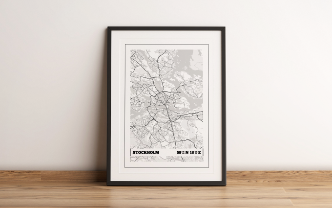 Stockholm Coordinates Map Poster Print Wall Art