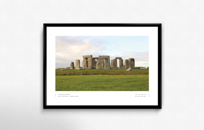 Stonehenge Coordinates Poster Print Wall Art