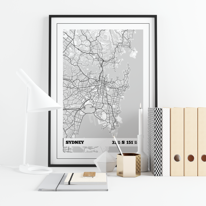 Sydney Coordinates Map Poster Print Wall Art