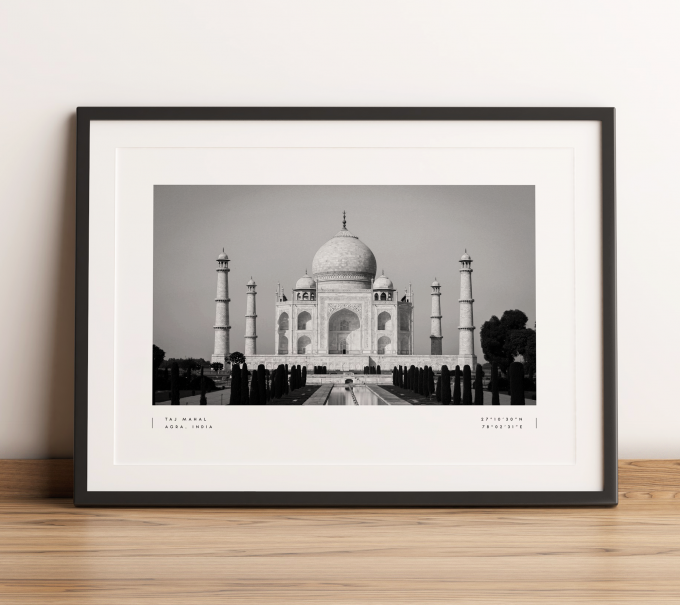 Taj Mahal Coordinates Poster Print Wall Art