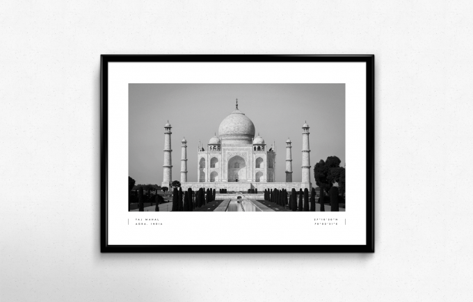 Taj Mahal Coordinates Poster Print Wall Art