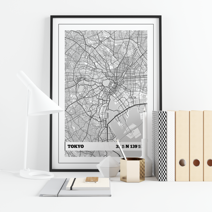 Tokyo Coordinates Map Poster Print Wall Art