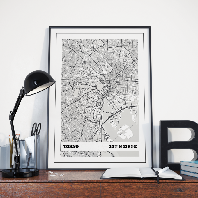 Tokyo Coordinates Map Poster Print Wall Art