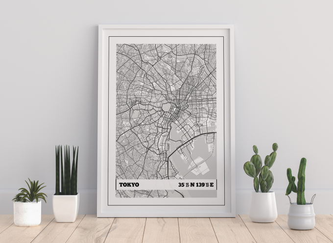 Tokyo Coordinates Map Poster Print Wall Art