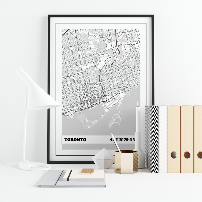 Toronto Coordinates Map Poster Print Wall Art