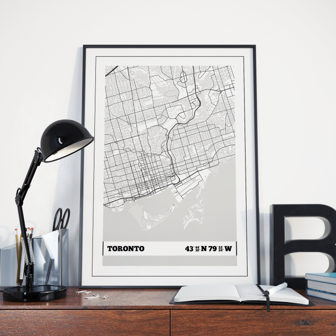 Toronto Coordinates Map Poster Print Wall Art