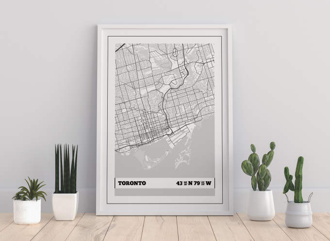 Toronto Coordinates Map Poster Print Wall Art