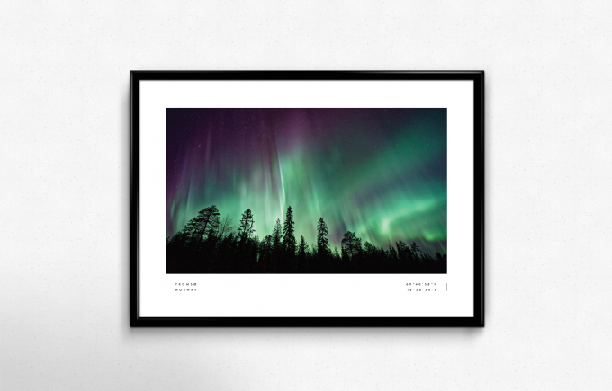 Tromso Northern Lights Coordinates Poster Print Wall Art