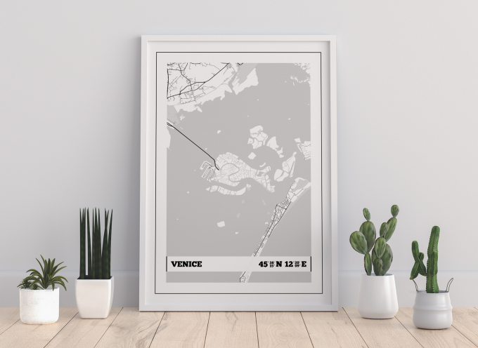 Venice Coordinates Map Poster Print Wall Art