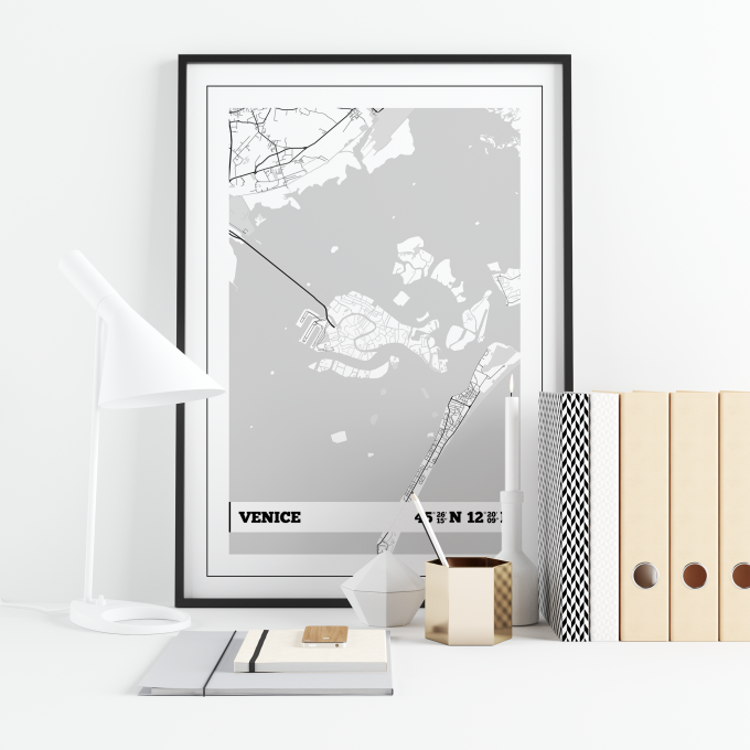 Venice Coordinates Map Poster Print Wall Art