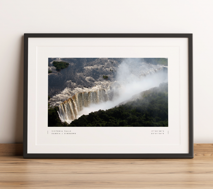 Victoria Falls Coordinates Poster Print Wall Art