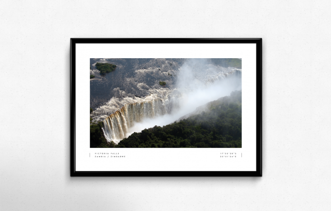 Victoria Falls Coordinates Poster Print Wall Art