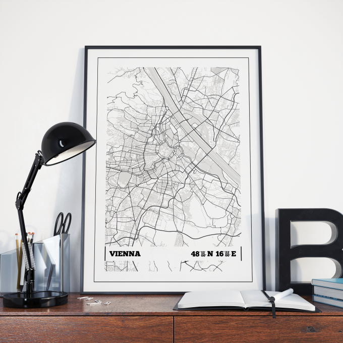 Vienna Coordinates Map Poster Print Wall Art