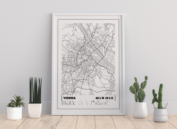 Vienna Coordinates Map Poster Print Wall Art