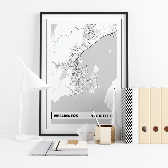 Wellington Coordinates Map Poster Print Wall Art