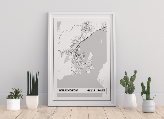 Wellington Coordinates Map Poster Print Wall Art