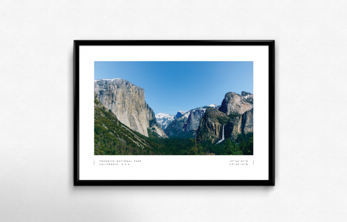 Yosemite National Park Coordinates Poster Print Wall Art