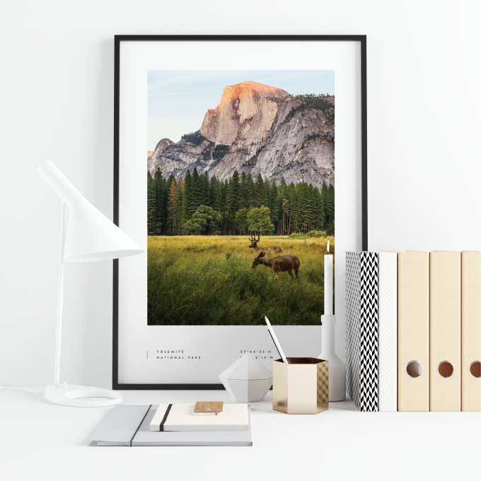 Yosemite National Park Coordinates Poster Print Wall Art