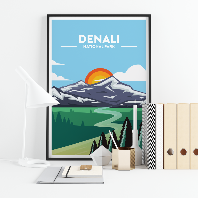 Denali - National Park Print Poster Wall Art