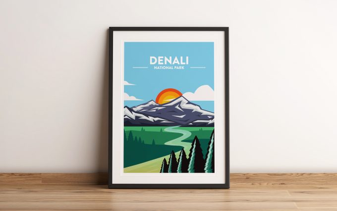 Denali - National Park Print Poster Wall Art