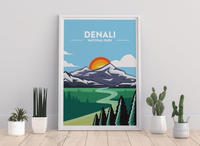 Denali - National Park Print Poster Wall Art