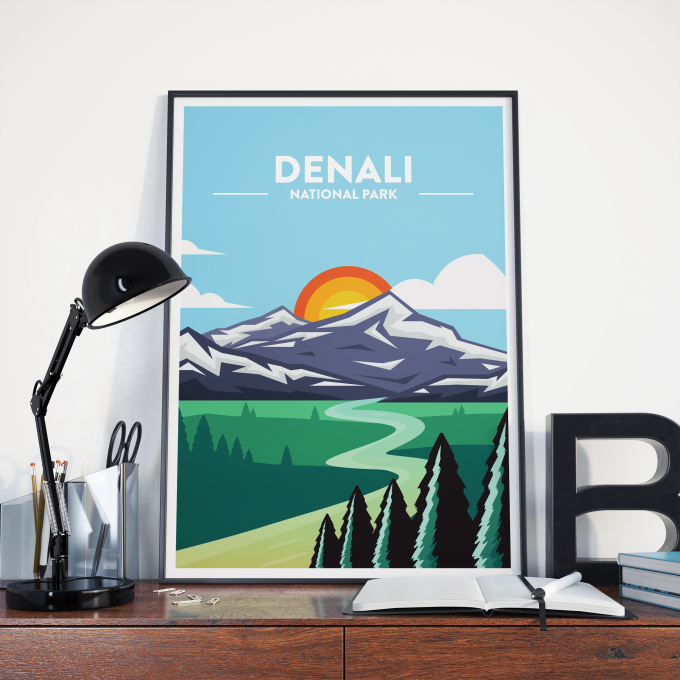 Denali - National Park Print Poster Wall Art