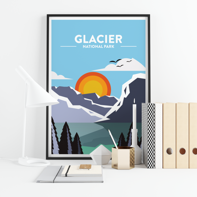 Glacier - National Park Print Poster Wall Art