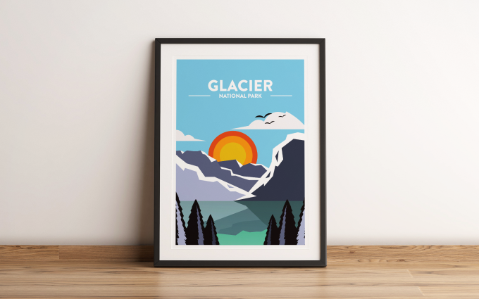 Glacier - National Park Print Poster Wall Art