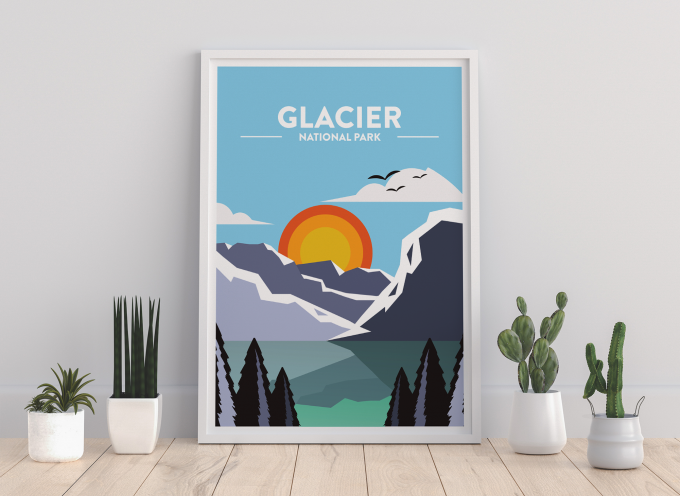 Glacier - National Park Print Poster Wall Art