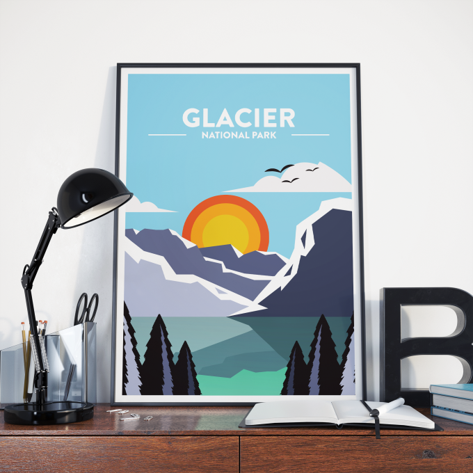 Glacier - National Park Print Poster Wall Art