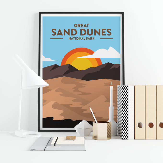 Great Sand Dunes - National Park Print Poster Wall Art