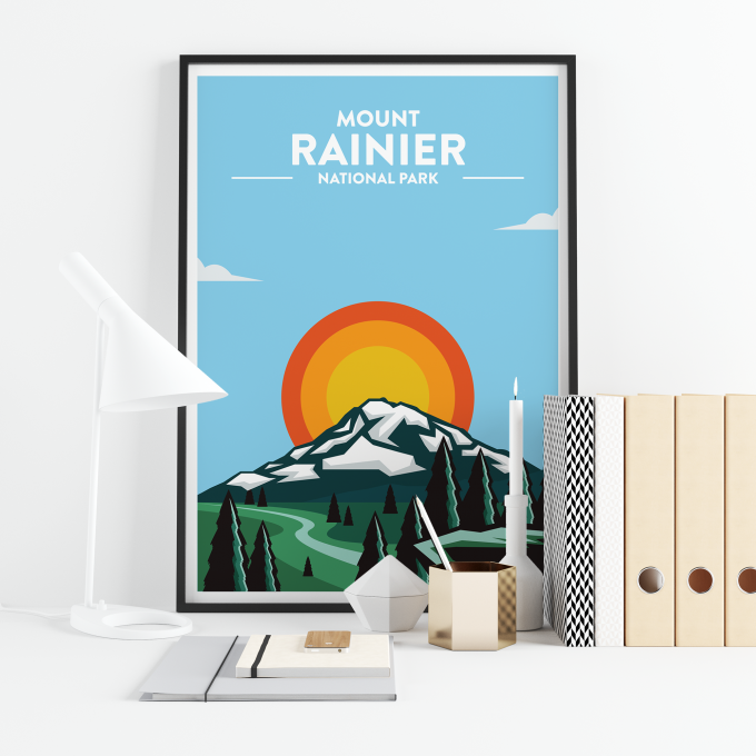 Mount Rainier - National Park Print Poster Wall Art