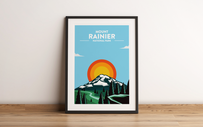 Mount Rainier - National Park Print Poster Wall Art