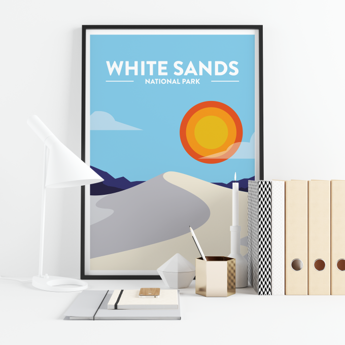 White Sands - National Park Print Poster Wall Art