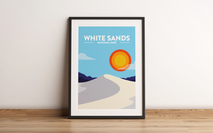 White Sands - National Park Print Poster Wall Art