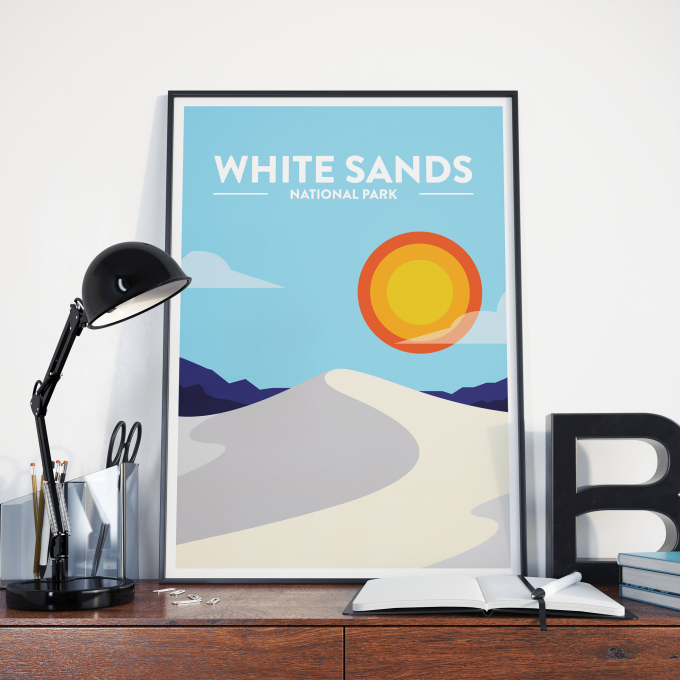 White Sands - National Park Print Poster Wall Art