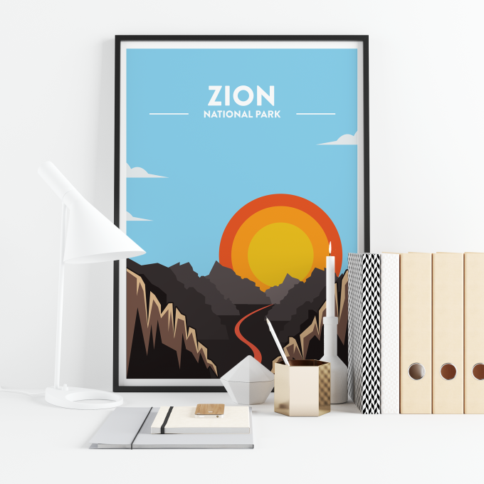 Zion - National Park Print Poster Wall Art