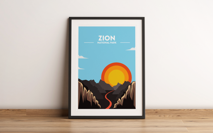 Zion - National Park Print Poster Wall Art
