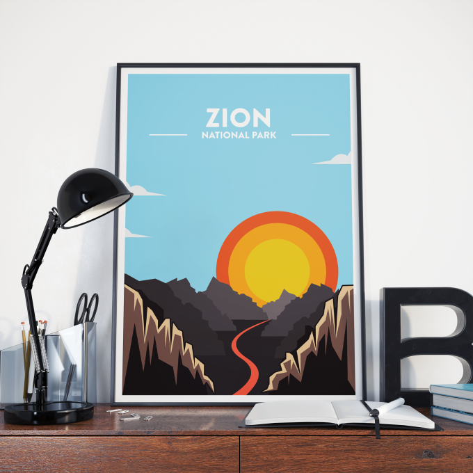 Zion - National Park Print Poster Wall Art